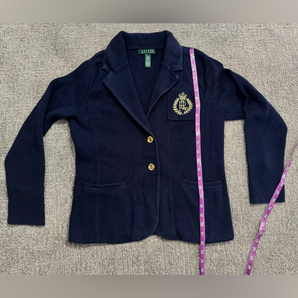 Ralph Lauren Navy Monogram Sweater Sz Medium Preppy Luxury Resortwear monogram - Picture 4 of 8